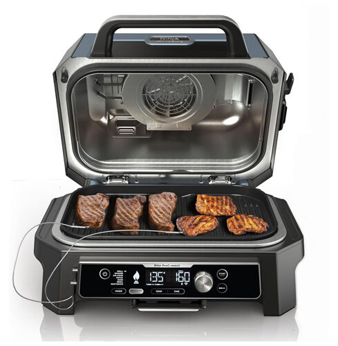 Churrasqueira Ninja Woodfire, com defumador, modelo OG951, com bluetooth para conectar APP