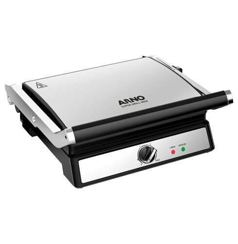 Grill Super Inox Arno XL GGRA, abertura 180° e placas antiaderentes